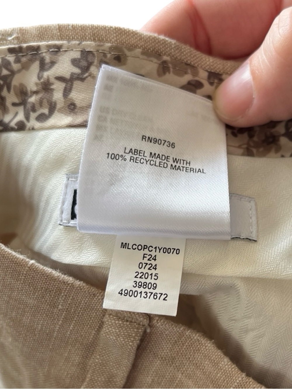 Bar III Slim Flit Linen Pants Tan Mid Rise Neutral Summer Mens Size 29 - Picture 6 of 8